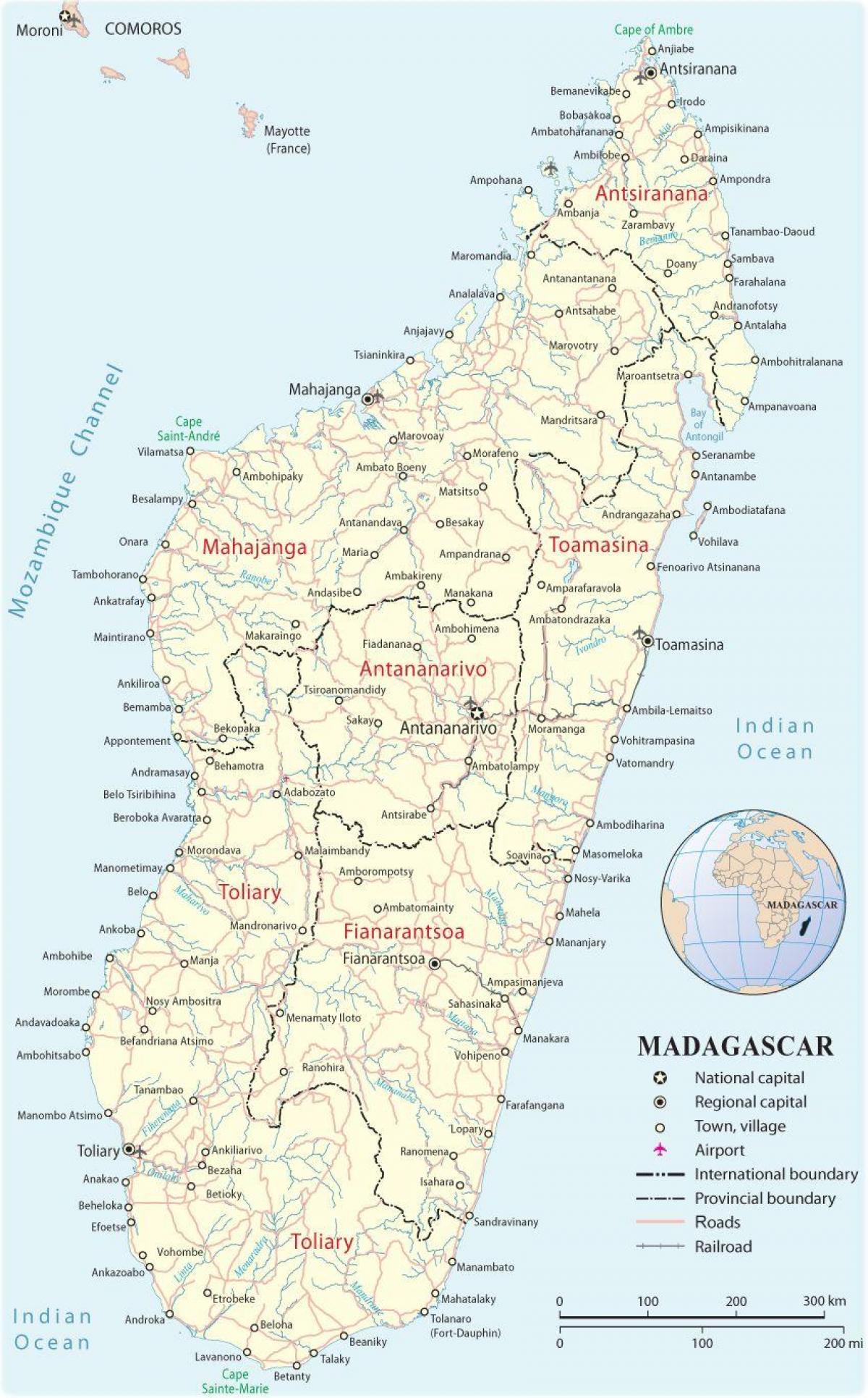 карта на Мадагаскар аеродроми