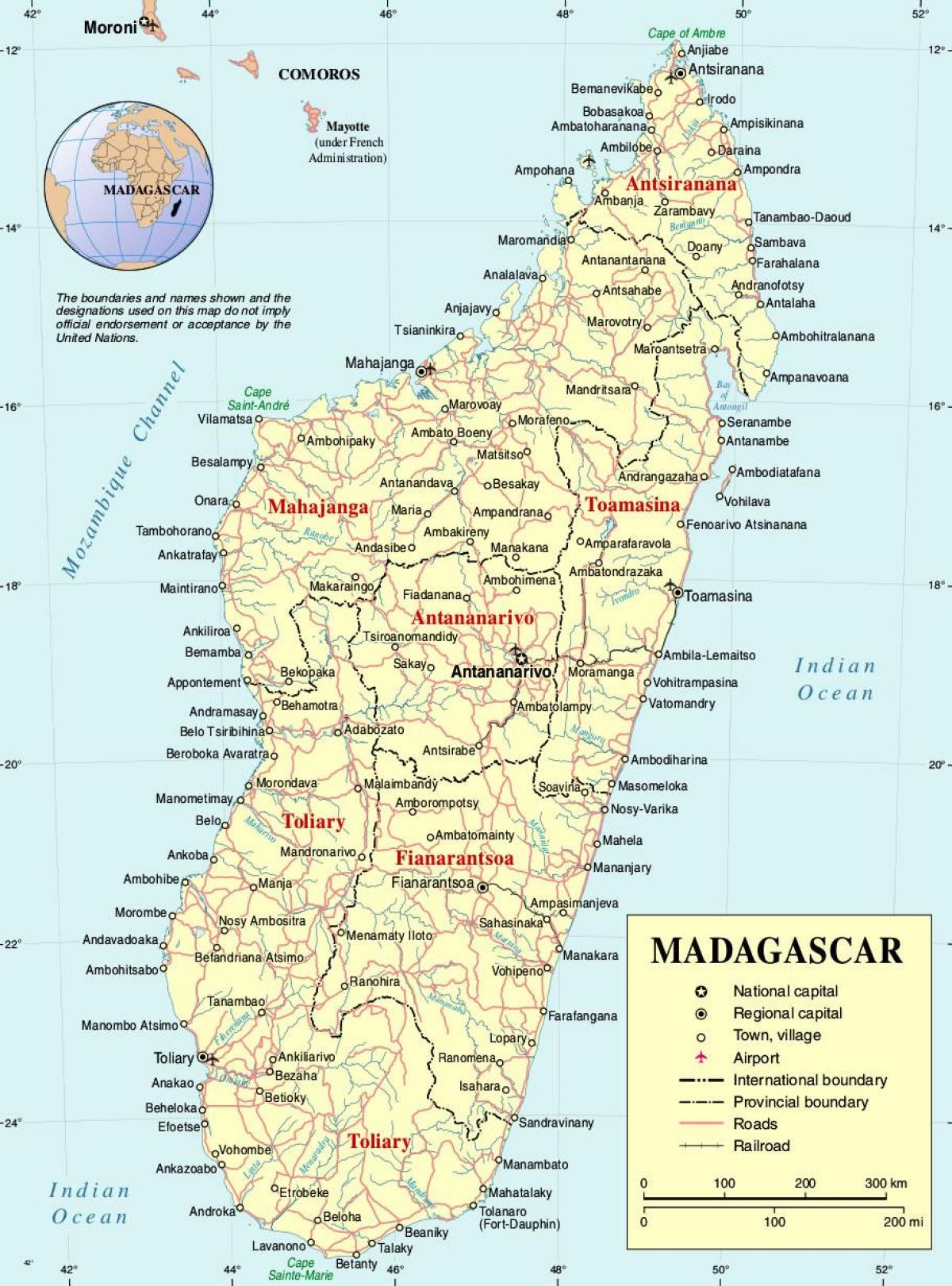 Мадагаскар карта со градови