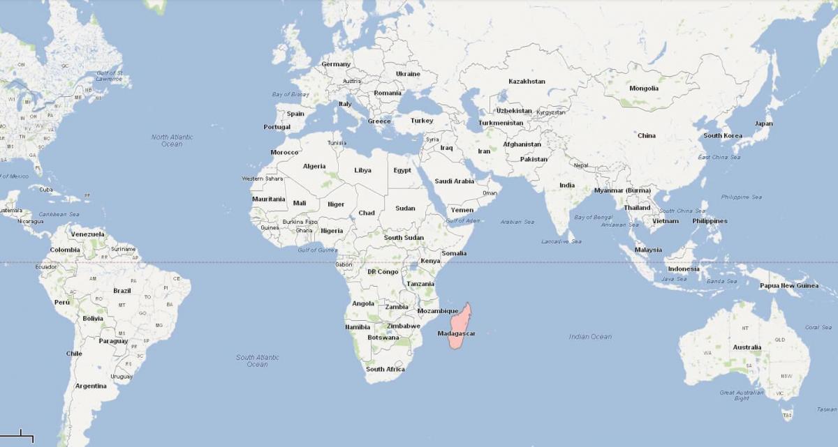 мапата на светот покажува Мадагаскар