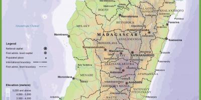 Карта на физичка карта на Мадагаскар
